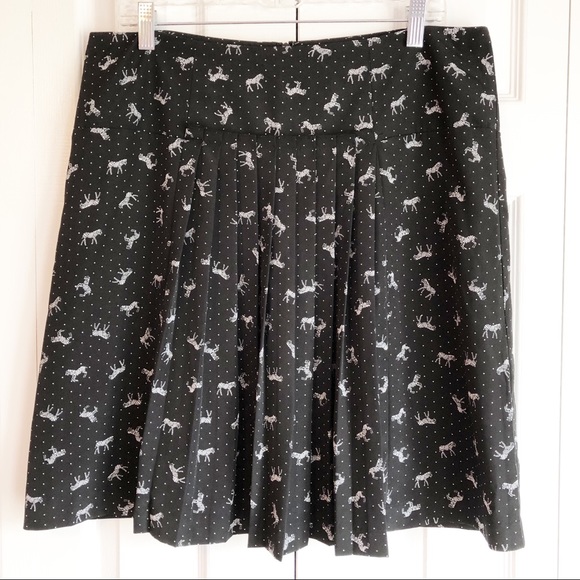 Joe Fresh Black & White Polka Dot Zebra Print Skirt 10 - Picture 1 of 16
